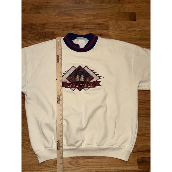 VTg 90s Lake Tahoe Ski Sweatshirt Womens Crewneck Pullover Size Large ? USA Made - Picture 7 of 10